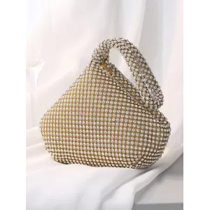 Geometric Rhine Stones Zipper Handbags