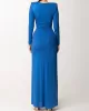 Long Sleeves Solid Color V-Neck Evening Maxi Dresses