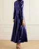 Sequined Solid Color A-line Long Sleeves V-neck Maxi Dresses