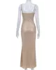 See-Through Sequined Split-Joint Bodycon Skinny Spaghetti-Neck Maxi Dresses