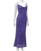 Back Cross Sequined Split-Joint Spaghetti-Neck Maxi Dresses