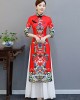 Red Split-Joint Seven-Quarter Sleeves Ao Dai Long Cheongsams