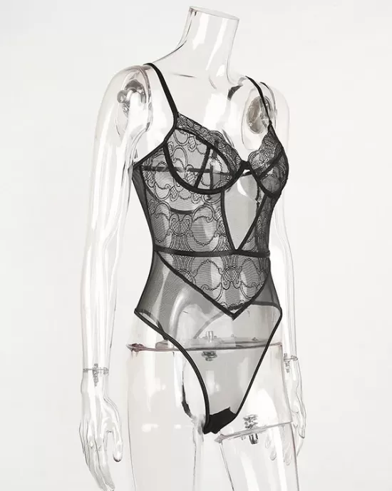 Sexy Lace Split-Joint Underwired Hollow Teddy Lingerie