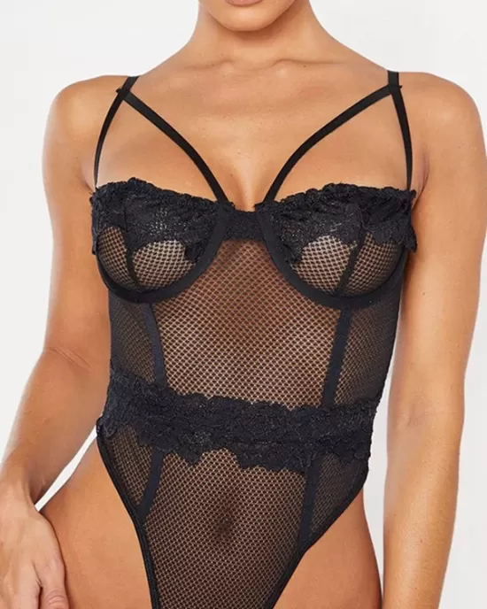 Sexy Gauze Underwired Split-Joint Teddy Lingerie