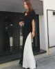 Black&White Split-joint V-neck Long Dress