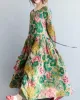 National Style Flower Printed Long Dress