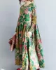 National Style Flower Printed Long Dress