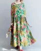 National Style Flower Printed Long Dress