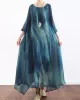 Artistic Retro 2 Pieces Printed Round-Neck Loose Maxi Dress