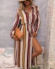 Vacation Loose Striped V-Neck Dress