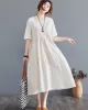 Cotton Blend Solid Color Irregularity Dress