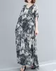 Ethnic Printed Vintage Plus Size V-Neck Loose Casual Dress