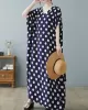 Urban Loose Batwing Sleeves Polka-Dot Printed A-Line Maxi Dress