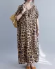 Loose Leopard V-Neck Batwing Sleeves Maxi Dress