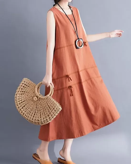 Casual Sleeveless A-line Long dress