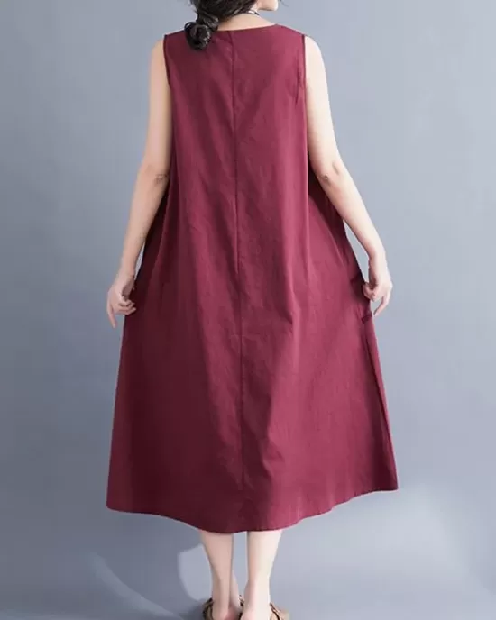 Casual Sleeveless A-line Long dress