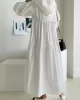 Urban Solid Color Pleated Long Sleeves Hooded Midi Dress