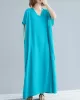 9 Colors Loose Solid Color V-Neck Maxi Dress