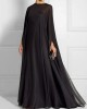 Simple Two Pieces Inner Slip Dress+See Through Outer Cape Maxi Dress