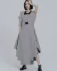 Casual Loose Sleeveless Irregular Gray Maxi Dress