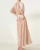 Loose Pleated With Waistband Solid Color Round-Neck Maxi Dresses