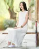 White Ramie Cotton Sleeveless Linen Dress