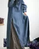 Loose Button Split-side Jeans Long Dress