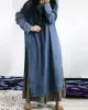 Loose Button Split-side Jeans Long Dress