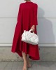 Casual Long Sleeves High-Low Solid Color Maxi Dresses