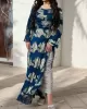 Floral Printed Split-side Flared Sleeves Maxi Dresses Evening Dresses