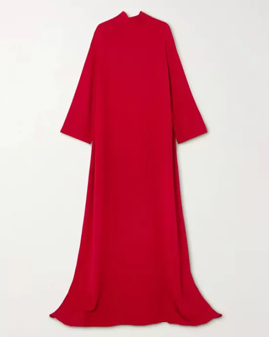 Long Sleeves Hollow Pockets Solid Color High-Neck Evening Dresses