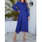 Asymmetric Bowknot Elasticity Solid Color A-Line Long Sleeves Round-Neck Midi Dresses