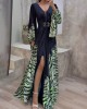 Mesh Split-front Flared Sleeves V-neck Maxi Dresses Evening Dresses