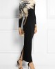 Bodycon Long Sleeves Floral Printed Boat Neck Maxi Dresses