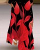 Contrast Color Printed Split-Joint Long Sleeves Loose V-Neck Maxi Dresses