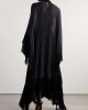 Batwing Sleeves Loose See-Through Solid Color Tasseled Mock Neck Maxi Dresses