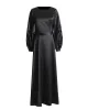 Hollow Solid Color A-Line Long Sleeves Round-Neck Maxi Dresses