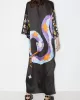 Printed Split-Side A-Line Long Sleeves Round-Neck Maxi Dresses