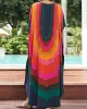 Contrast Color Printed Sun Protection Batwing Sleeves Loose Round-Neck Maxi Dresses