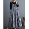 Artistic Retro Ramie Cotton Loose 3 Colors Floral Printed Square-Neck Sleeveless Strap Dress