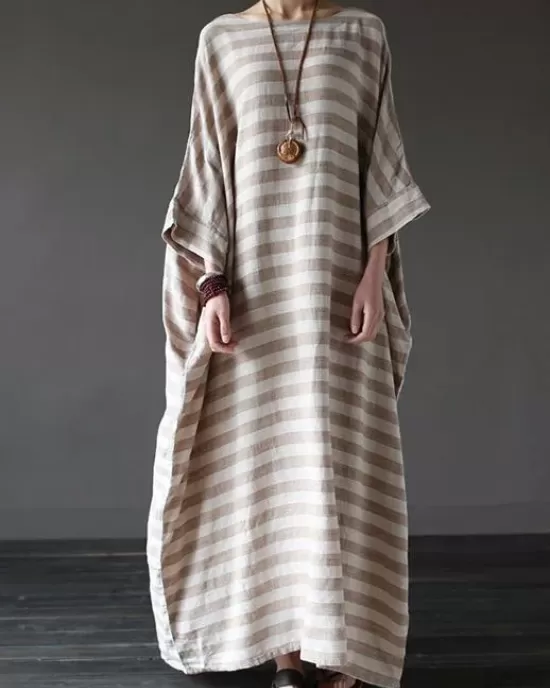 Vintage Loose Striped Dress