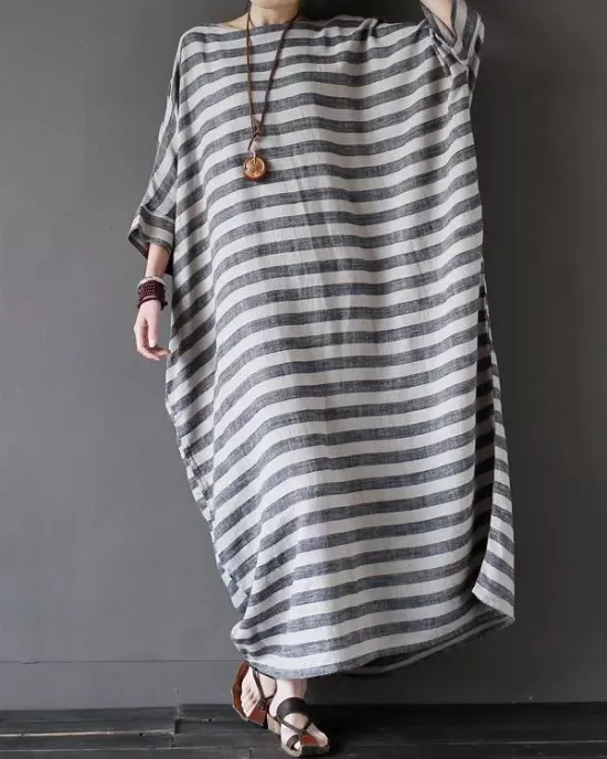 Vintage Loose Striped Dress