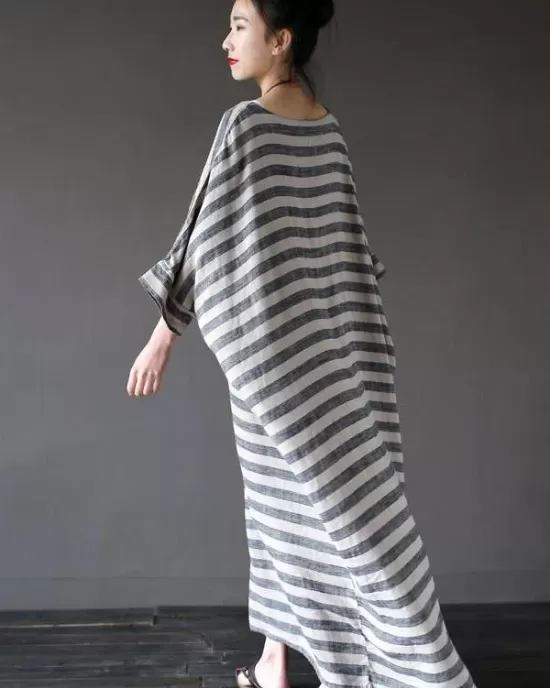 Vintage Loose Striped Dress