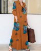 Vintage Floral Printed Lapel Oversize Maxi Dress