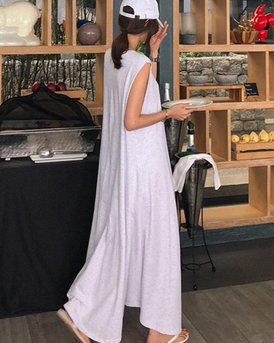 Casual Cotton Sleeveless Long Dress