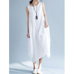 New Artistic Solid Sleeveless Dress