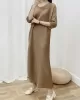 Pleated Solid Color Half Sleeves Irregular Clipping Round-Neck Midi Dresses