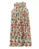 Floral Printed Pleated Split-Joint Loose Sleeveless Round-Neck Midi Dresses