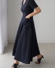 Simple Casual Solid Color Pleated Midi Dress