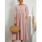 11 Colors Simple Round-Neck Solid Color Midi Dress